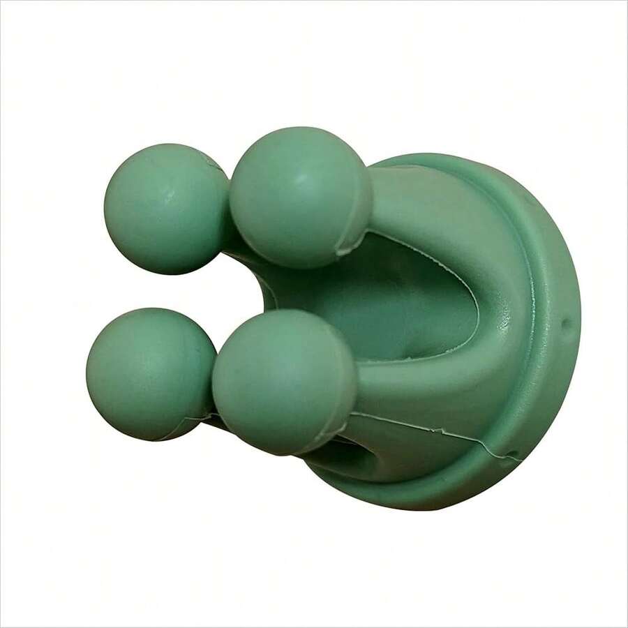3PCS Silicone Sticky Hooks Green Crown-Shaped Design For Hanging Keys Toothbrushes Charging Cables Bath Scrubbing Towels Electrical Plugs For Kitchen Bathroom Shower Office - Green - 查看 1
