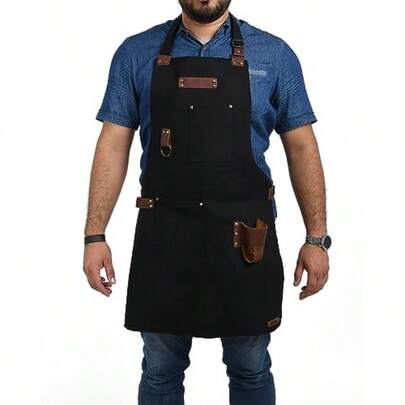Don Pablo Mandil Parrillero Premium de Lona y Piel con porta Cerveza- Delantal Unisex para Cocina Chef Barbacoa y Asador.