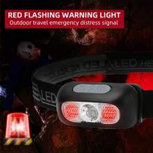 1个带运动传感器的可充电LED头灯，防水，适用于户外露营、钓鱼、跑步、家庭应急照明 - 彩色 - 查看 8