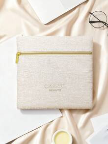 CHANEL Túi đựng mỹ phẩm vuông màu bạch kim dung tích lớn, túi đựng đồ trang điểm di động, túi xách trang điểm - bạch kim - Xem 4