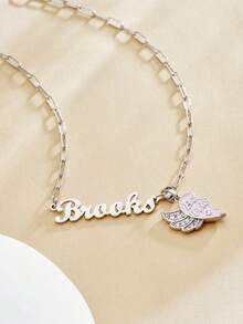 Customized Minimalist Elegant Angel Wings Personalized Name Necklace, 18K Gold Plated Stainless Steel, Graceful Daily And Formal Jewelry Gift For Women, Suitable For Birthday, Mother's Day, Graduation, Anniversary - Customized Letter, Delicate Chain, All-Season Wear, Classic And Modern Style, Personalized Gift For Any Occasion, Comfortable And Versatile, Suitable For Daily Wear Or Events, Women's Long Gold Chain Necklace, Women's Jewelry Set - Multicolor - View 6