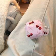 Korean Style Minimalist Pink Bow & Cherry Pendant Earphone Case Compatible With Huawei Freebuds 7i, Freebuds 2, Freebuds SE3, Freebuds 5i, Galaxy Buds Pro 3 Cute Korean Earphone Case - Pink - View 9
