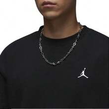 Nike Jordan Brooklyn Flece Brand Logo Comfortable Crew Neck Long Sleeve Sweatshirt For Men, Black - 黑色 - 查看 4