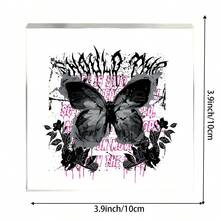 10cm Adorno decorativo de acrílico creativo, placa cuadrada de arte de graffiti de mariposa de estilo oscuro, decoración de escritorio, regalo único - Adornos de acrílico - Ver 5