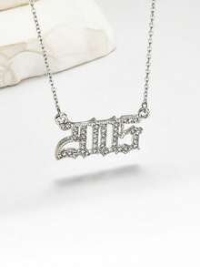 1PC Birth Year Number Pendant Necklace, Fashion Personalized Jewelry For Women & Men, Daily Wear Gift For Family And Friends - Silver - View 5