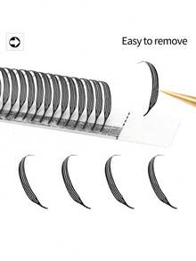 XIUSUZAKI 12 rangées de 0,07 mm Nouveaux cils en éventail Spire de bandes de bandes de cils faux individuels en cachemire naturel de style manga - Noir - Voir 19