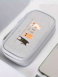 可爱猫咪图案收纳包，多功能储物袋，涤纶便携式线缆整理包，便携式数码收纳包，小巧旅行科技配件包，多隔层设计，可收纳线缆、充电器、耳机、手机及小物件，旅行必备，适合出差、情人节、母亲节等场合。 - 彩色 - 查看 6