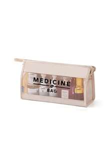 大容量旅行网眼收纳袋，印有“Medicane Bag”图案，便携式药袋，急救包收纳袋，户外家用药品药丸收纳袋，急救包收纳袋，旅行应急药袋，网眼洗漱包，多功能便携式收纳袋，化妆包，适合日常/户外/旅行，注重健康人士和经常外出人士的必备之选，必备医疗配件