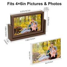 Mixoo 4x6 Picture Frame Rotating Photo Frame, Wooden Picture Frames 4x6 Horizontal Double Sided Rustic Floating Frame For Tabletop Office Wedding - Dark Brown - View 5