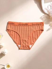5件組女款純棉三角低腰無痕內褲，字母腰帶設計，舒適透氣運動內著 - 彩色 - 查看 3