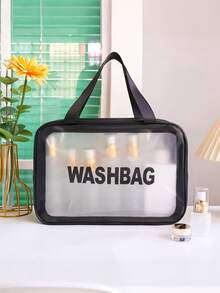 1pc Large Capacity Wet & Dry Separated Travel Toiletry Bag, Suitable For Travel, Vacation, Business Trip Beach Bag - Black - View 5