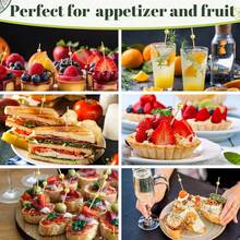 400/300/200/100/50/10pcs Set Golden Elegant Toothpicks, Suitable For Appetizers, Gold Cocktail Decorations, Party Decorations, Appetizer Skewers (Can Be Used For BBQ, Sandwiches, Burgers, Fruits, Etc.) - Gold - View 8