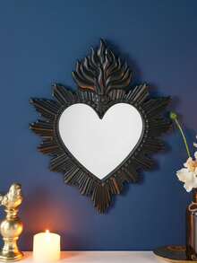 1pc Simple Sacred Heart Flame Shaped Decorative Hanging Ornament, Handmade Flame Heart Shaped Decor For Wall, Suitable For Religious Wall Decor, Home Living Room, Bedroom, Study Room Wall Decoration Or Photography Prop - Multicolor - View 3