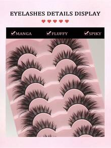 Fengxiu Eyelash 7/14 Pairs Faux Mink Fluffy False Eyelashes, Russian Curly DD Curl Fake Lashes, Dramatic Cat Eye & Corner Lifting Effect, Soft & Lightweight Reusable Lashes, Full Strip Lashes Suitable For Beginners, Suitable For Daily Makeup, Party, Wedding, Christmas, Halloween And New Year, Beauty & Health, Holiday Glamorous Makeup - Cat Eye Lashes - View 7