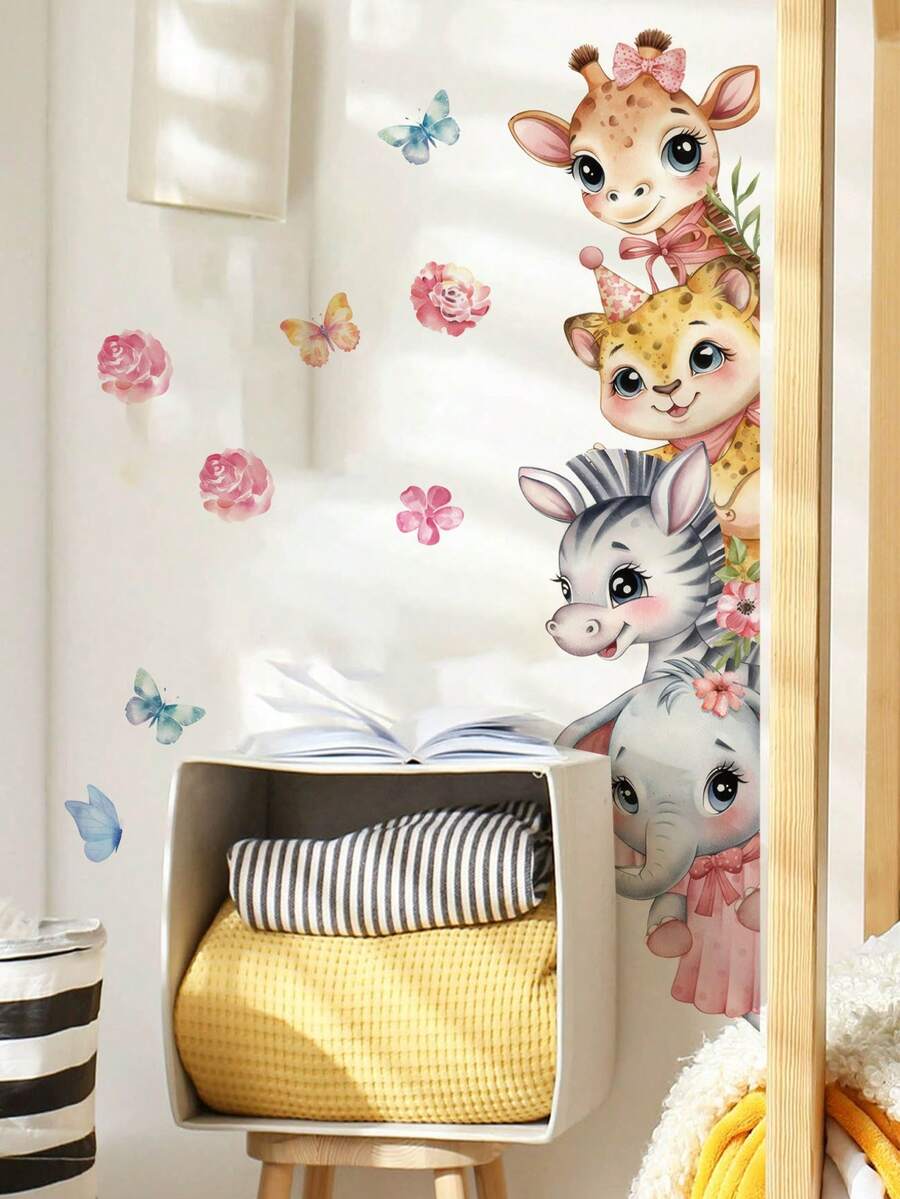 1张墙贴 - [动物、女孩、独角兽] 男孩房装饰，可移除自粘墙纸，适用于婴儿房、女孩卧室、客厅，可定制礼物，墙面装饰 - 可爱创意儿童房、卧室墙面装饰 - 彩色 - 查看 1