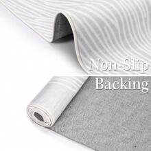 Modern Area Rug Washable Rug Contemporary Stripes Bedroom Carpet Soft Indoor Area Rugs For Living Room Low Pile Foldable Thin Rug Lightweight Aesthetic Rug Accent Floor Carpet, Grey - Grey - View 9