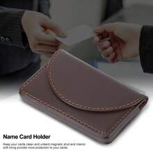 Premium Leather Portable Business Card Holder - Elegant Credit Card Organizer Case In Brown