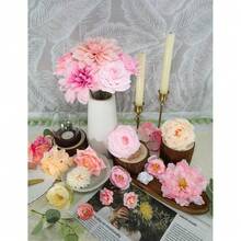 [Free Shipping]Artificial Flowers For Home Decorations: Pink Silk Fake Flowers Bulk Boxed Set, Peony Roses Bouquets With Stems For Table Centerpiece, DIY Wedding, Bridal Shower, Graduation Cap & Tea Party - B-粉紅色 - 查看 8