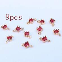 1pc/9pcs 4mm Framed Colorful Geometric Square & Rhombus Glass Pendant Earring Bracelet Necklace DIY Craft Supplies