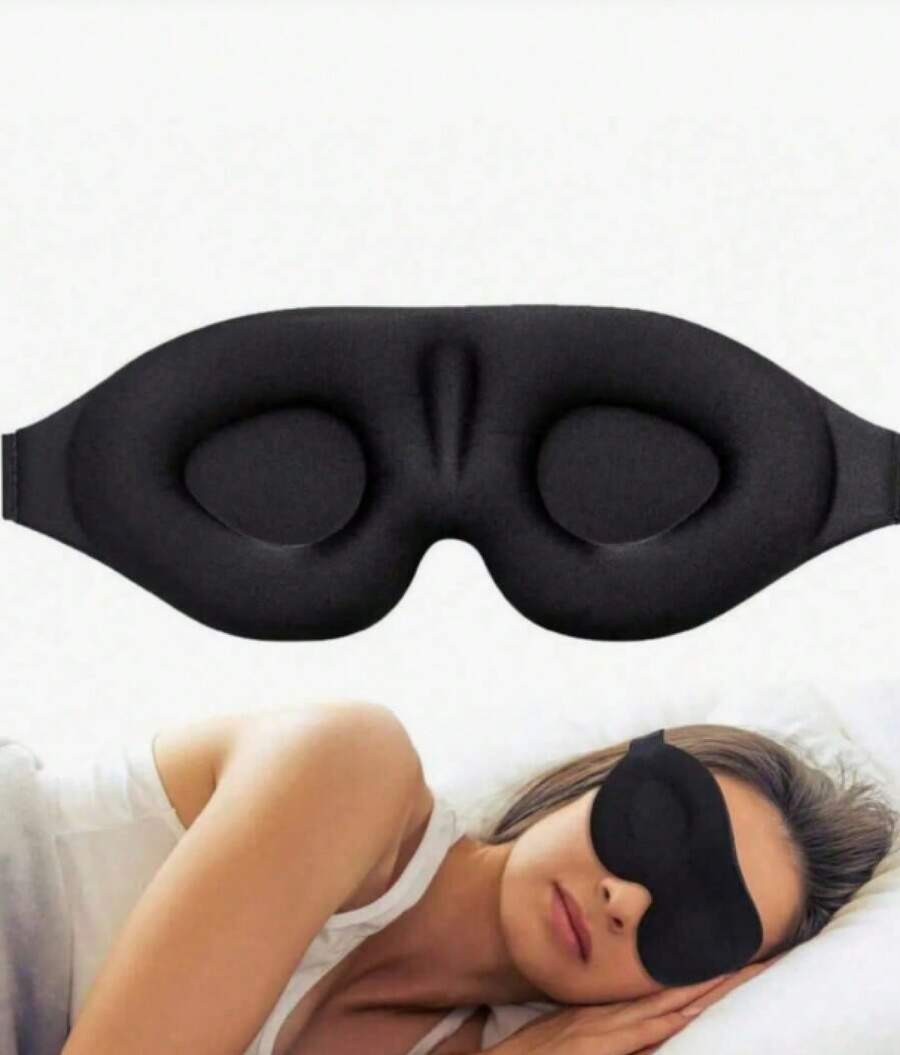 1pc 3D Sleep Mask Natural Sleeping Eye Mask Eyeshade Cover Shade Eye Patch Women Men Soft Portable Blindfold Travel Eyepatch,School,Back To School,Travel,Travel Essentials,Home Essentials,Eye Mask,Sleep Mask-Halloween,Christmas,Fall,Winter, Supplies, XRGV - 黑色 - 查看 1