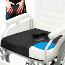 Gel Memory Foam Wheelchair Seat CushionBed Sore Cushions For Butt Pressure Sore And Ulcer Pain Relieves Sciatica AndCoccyx Pain Bedsore Pressure Relief Pillow Washable-Cover Black.Cushion - màu đen - Xem 1