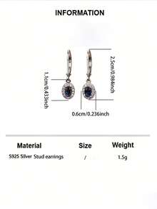 1 对 S925 纯银，镶嵌闪亮方晶锆石，时尚优雅女士耳环 - 銀色 - 查看 6