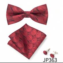 3pcs Burgundy Men's Bow Tie Set, Pre-Tied Design Suitable For Various Occasions Like Balls, Banquets, Concerts, Graduations - Color Mixing - View 10