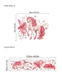 1张墙贴 - [动物、女孩、独角兽] 男孩房装饰，可移除自粘墙纸，适用于婴儿房、女孩卧室、客厅，可定制礼物，墙面装饰 - 可爱创意儿童房、卧室墙面装饰 - 彩色 - 查看 11