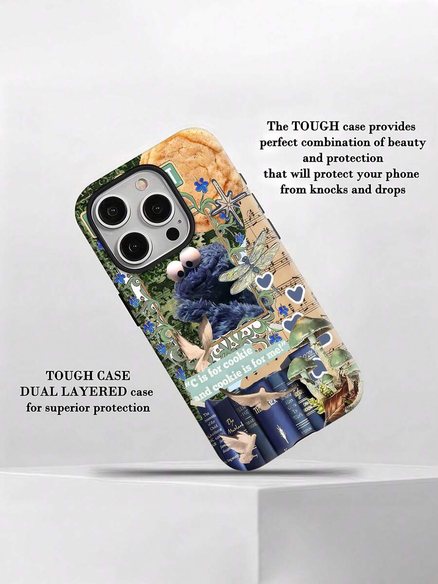 Monstruo Comegalletas: ¡Plaza Sésamo y un antojo de galletas! Esta elegante funda es compatible con los modelos  17, 16, 15, 14 Pro Max, 13, 12, 11, XR y XS Plus. Fabricada en silicona TPU, ofrece protección contra golpes y caídas, además de una sensación superior. Es el regalo ideal para familiares, amigos y seres queridos, y la opción perfecta para Año Nuevo. - Blanco - Ver 1