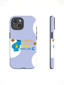 Monstruo Comegalletas con galletas y texto que promociona la letra C. Esta elegante funda es compatible con los modelos  17, 16, 15, 14 Pro Max, 13, 12, 11, XR y XS Plus. Fabricada en silicona de vidrio, ofrece protección contra golpes y caídas, además de una sensación superior. Es un regalo ideal para familiares, amigos y seres queridos, y una opción perfecta para Año Nuevo. - Blanco - Ver 4