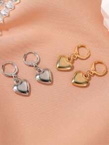 1 对时尚简约夸张 3D 大环耳环和光泽心形吊坠项链，适合派对、约会和日常佩戴情人节、妈妈、母亲、母亲节、礼物 - 愛心 - 查看 17