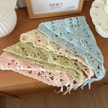 1 chiếc khăn tam giác móc len kiểu Bohemian, màu hồng, xanh lá cây, trắng, xanh dương, màu trơn, thiết kế hoa văn móc hở, có thể điều chỉnh, mềm mại, thoải mái, thời trang, thanh lịch, ngọt ngào, phụ kiện tóc cho nữ và bé gái mùa xuân và mùa hè, mặc hàng ngày và hoạt động ngoài trời, kỳ nghỉ biển, chụp ảnh, tạo kiểu tóc, hẹn hò, quà tặng tuyệt vời cho ngày Valentine. Khăn trùm đầu, băng đô cài tóc. - Nhiều màu - Xem 4