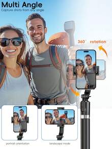 Gậy selfie chân đế ba chân 1,7 mét, giá đỡ điện thoại và điều khiển từ xa. Chân đế ba chân nhẹ có thể dùng làm nguồn sáng, tương thích với iPhone 4/5/6 7/8/11/12/13/14/15/16/17, điện thoại thông minh Android, tương thích với điện thoại thông minh từ 4 đến 7 inch. Thích hợp cho video blog, selfie, phát trực tiếp, quay video, chân đế điều khiển từ xa, quay phim rảnh tay, chân đế điện thoại di động. Thích hợp cho kỳ nghỉ đông, du lịch, hoạt động ngoài trời, phát trực tiếp, ghi hình ổn định, thiết bị quay vlog xoay 360°. - Một cỡ - Xem 6