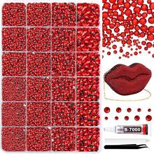 Red Resin Rhinestones For Crafting Bedazzling,2-6MM Rhinestones For Nails Art,Red Nail Rhinestone And Gems,Nail Diamond Flatback Gems Crystals Charms For Nail Design DIY Makeup Decor - 07Red - View 2