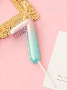 0-9 Mermaid Ombre Gradient Number Birthday Party Cake Candles, Graduation Gift, Wedding, Suitable For Romantic Party, Birthday Celebration, Holiday Celebration, Singles Party Cake Decoration, Baking Decoration - Pink and Blue Gradient - View 10