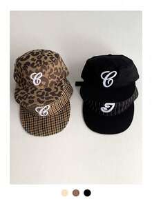 1 peça Boné de aba reta com cano alto, boné retrô de skate com 5 painéis, chapéu feminino com aba camuflada, boné de beisebol xadrez de veludo cotelê com letras americanas originais da BiteBerry, chapéu de sol casual simples e moderno unissex de veludo cotelê, boné estilo hippie chic para skatistas de rua ao ar livre - Boné de beisebol símbolo - Ver 7