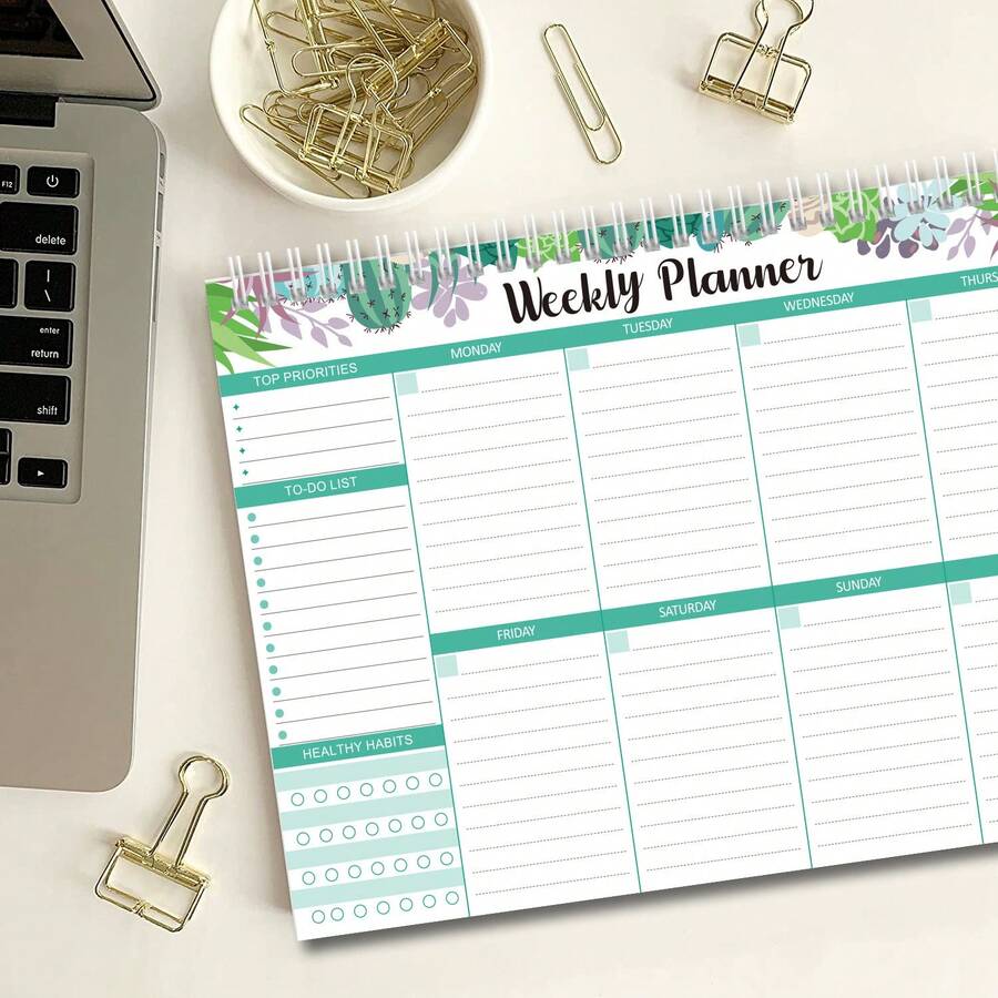52 Pages Weekly Planner Notebook, 10 X 7 Inch To-Do List Notepad, Weekly Calendar And Work Plan Book, Suitable For Work, Study, Project, Entrepreneur Desktop Planner, Suitable For Women And Men