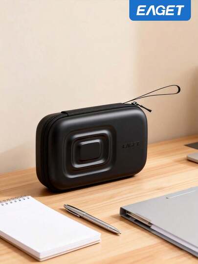 PU Leather Electronic Accessories Storage Bag: Large Capacity, Waterproof & Shockproof Double-Layer Organizer Pouch, Multi-Functional Travel Carry Case For External Hard Drive, SSD, Cables, Charger, Power Bank, Phone, Earphones & Tech Gear – Portable All-In-One Protector