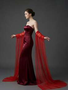 1pc Elegant Red White Black Long Sleeve Bridal Shawl Bridal Wedding Accessory