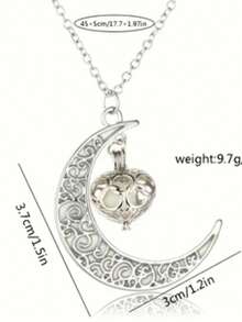 1件月亮和心形夜光吊坠项链，需要充电才能发光（不充电不会发光），适合情人节、万圣节、亡灵节等节日佩戴。 - 銀色 - 查看 7