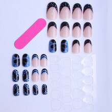 Exquisite And Fashionable Wearing Nail 24 Pieces Ocean Series Almond Nail Art Piece Pearl Wearing Nail Fake Nail - 藍色 - 查看 3
