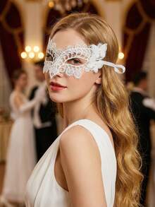 1件装女士蕾丝面罩，纯色，性感复古舞会面罩，半脸面罩，适合所有季节 - 彩色 - 查看 3