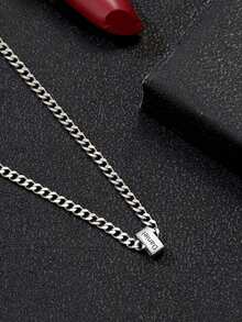 Customized Name Pendant Necklace, Personalized Men's Necklace, Personalized Engraved Multi-Name Square Pendant Necklace, Customized Jewelry, Unique Engraving Of 1-4 Different Names, Stainless Steel Silver/Gold Square Pendant Necklace, Suitable As Birthday, Valentine's Day, Halloween, Christmas Gift - Multicolor - View 5