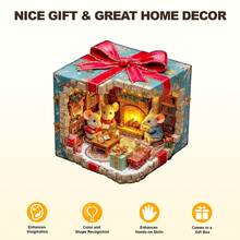 1pc Mouse's Gift House Wooden Puzzle, Asymmetrical Animal Shaped Wooden Puzzle Toy, Unique Party Game Gift, Decorative Art Puzzle, Tabletop Magic Puzzle, Distinctive Children's Educational Puzzle, Holiday Gift, Adult Wooden Puzzle, Back To School Gift, New Year Gift, Birthday Gift (2D Puzzle) - Multicolor - View 8