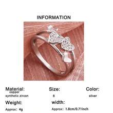 1pc Romantic Style Women's Ring, High-Quality Brilliant Shiny 3D French Elegant Heart Design, Suitable For Daily Wear And Outfit Matching, Creative Gift - Silver - View 7