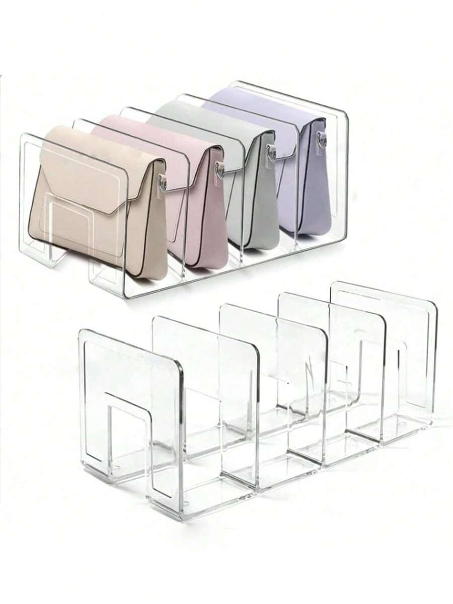 1/2pcs PET Cosmetic Storage Box, Suitable For Storage Bags In Wardrobes, Handbags, And Wallets, No Assembly Required, Transparent Handbag Organizer, Can Be Used For Compartmentalized Storage Of Handbags, Clothes, Sweaters - Multicolor - View 1