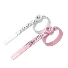 2 Counts Ring Sizer Measuring Tool, Sizes 1-17 US Rings, Reusable Finger Sizer Belt With Magnified Glass Pink & White - White + Pink - View 8