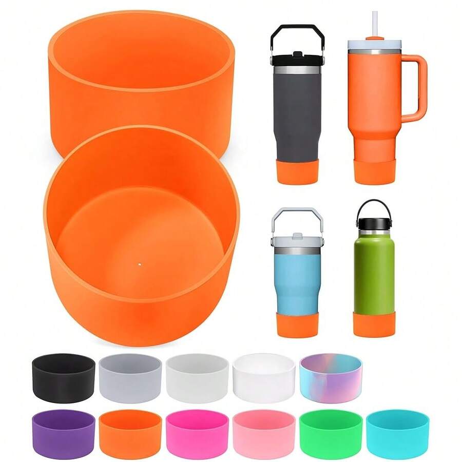 2PCS For  Boot, Silicone Bottom For  Adventure 40oz 30oz IceFlow 20oz 30oz Bottle&For Hydroflask Tumbler 12-24oz For  Cup Accessories Avoid Scratches&Noise - 橘子 - 查看 1