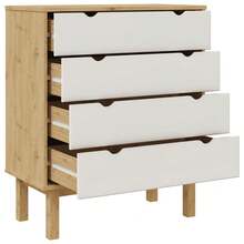 vidaXL Commode OTTA Marron et blanc 76,5x39,5x90 cm Bois de pin massif - Blanc - Voir 5