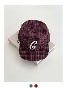 1 peça Boné de aba reta com cano alto, boné retrô de skate com 5 painéis, chapéu feminino com aba camuflada, boné de beisebol xadrez de veludo cotelê com letras americanas originais da BiteBerry, chapéu de sol casual simples e moderno unissex de veludo cotelê, boné estilo hippie chic para skatistas de rua ao ar livre - Boné de beisebol símbolo - Ver 2